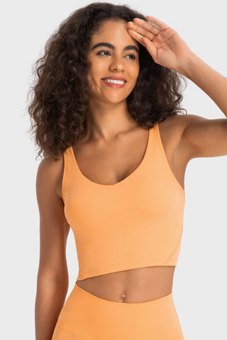 Shop Millennia Deep V-Neck Crop Sports Bra - High-Quality U.S. Made Women’s Fashion with Free & Fast Shipping