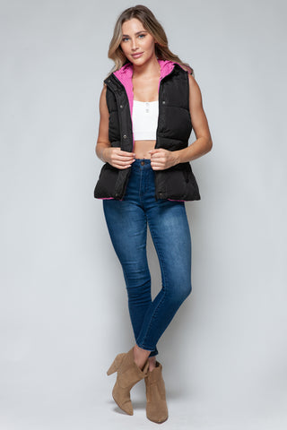 Shop Snobbish Snap and Zip Closure Hooded Vest - High-Quality U.S. Made Women’s Fashion with Free & Fast Shipping