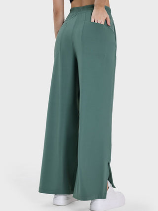 Shop Slit Wide Leg Active Pants - High-Quality U.S. Made Women’s Fashion with Free & Fast Shipping