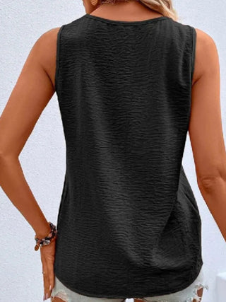 Shop Full Size Decorative Button V-Neck Tank - High-Quality U.S. Made Women’s Fashion with Free & Fast Shipping