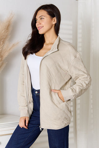 Shop Heimish Full Size Zip-Up Jacket with Pockets - High-Quality U.S. Made Women’s Fashion with Free & Fast Shipping