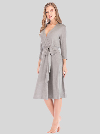 Shop Charcoal Plunge Tie Front Night Dress - High-Quality U.S. Made Women’s Fashion with Free & Fast Shipping