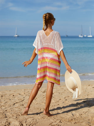 Shop Cutout Striped Cover-Up with Tassel - High-Quality U.S. Made Women’s Fashion with Free & Fast Shipping