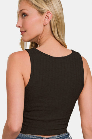 Shop Zenana Ribbed Cropped Tank - High-Quality U.S. Made Women’s Fashion with Free & Fast Shipping