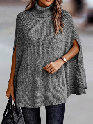 Shop Charcoal Turtleneck Dolman Sleeve Poncho - High-Quality U.S. Made Women’s Fashion with Free & Fast Shipping