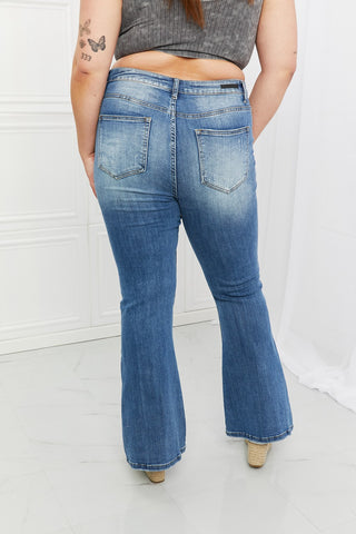 Shop RISEN Full Size Iris High Waisted Flare Jeans - High-Quality U.S. Made Women’s Fashion with Free & Fast Shipping