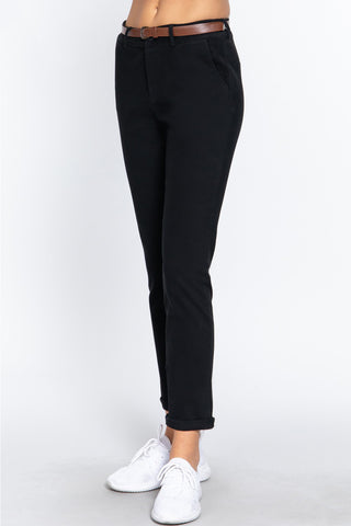 Shop ACTIVE BASIC Cotton-Span Twill Straight Pants - High-Quality U.S. Made Women’s Fashion with Free & Fast Shipping