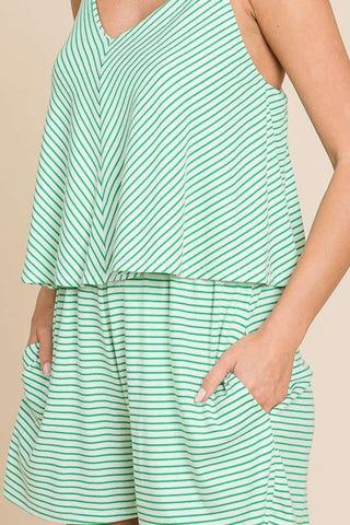 Shop Culture Code Full Size Double Flare Striped Romper - High-Quality U.S. Made Women’s Fashion with Free & Fast Shipping