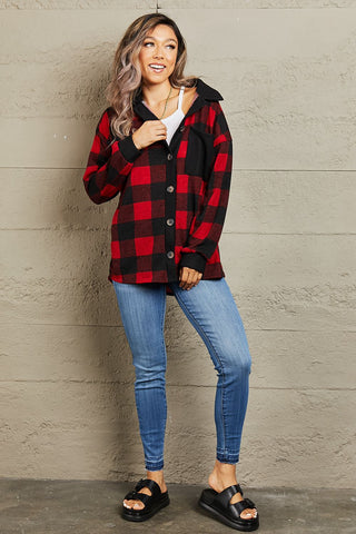 Shop Heimish Make It Last Full Size Contrast Plaid Shacket - High-Quality U.S. Made Women’s Fashion with Free & Fast Shipping