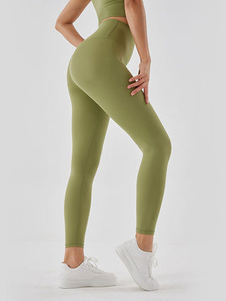 Shop Matcha Green Wide Waistband Sports Leggings - High-Quality U.S. Made Women’s Fashion with Free & Fast Shipping