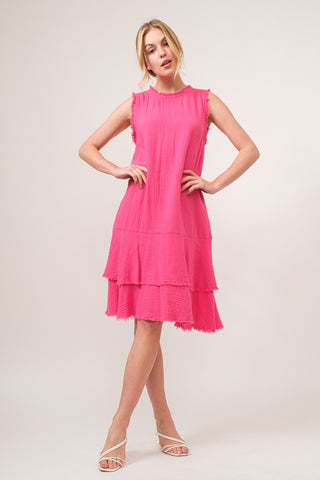 Shop And The Why Washed Fringe Detail Tiered Dress - High-Quality U.S. Made Women’s Fashion with Free & Fast Shipping