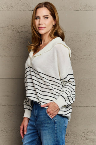 Shop Sew In Love Make Me Smile Striped Oversized Knit Top - High-Quality U.S. Made Women’s Fashion with Free & Fast Shipping