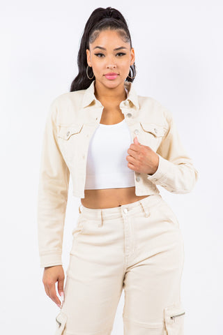 Shop Ivory American Bazi Laced Back Cropped Jacket - High-Quality U.S. Made Women’s Fashion with Free & Fast Shipping