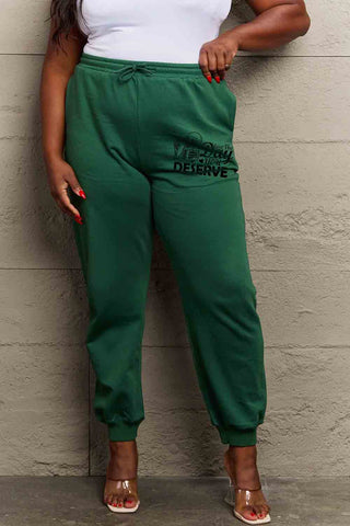 Shop Simply Love Full Size HAVE THE DAY YOU DESERVE Graphic Sweatpants - High-Quality U.S. Made Women’s Fashion with Free Fast Shipping