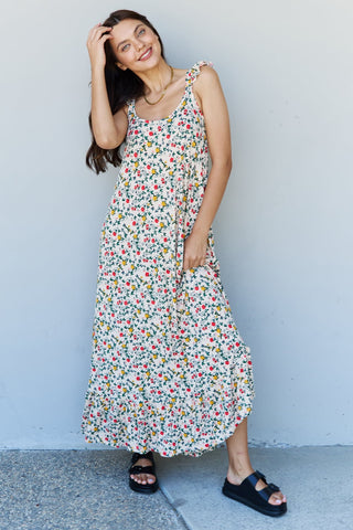 Shop Floral Doublju In The Garden Ruffle Floral Maxi Dress in Natural Rose - High-Quality U.S. Made Women’s Fashion with Free & Fast Shipping