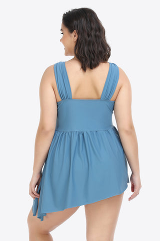 Shop Plus Size Plunge Sleeveless Two-Piece Swimsuit - High-Quality U.S. Made Women’s Fashion with Free Fast Shipping