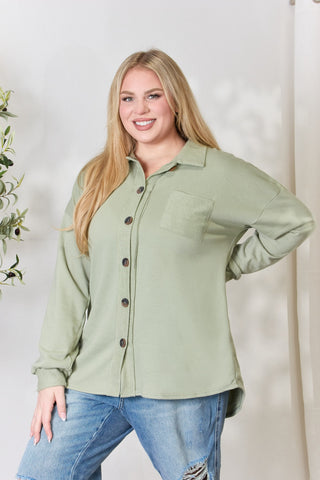 Shop Heimish Full Size Button Down Long Sleeve Shirt - High-Quality U.S. Made Women’s Fashion with Free & Fast Shipping