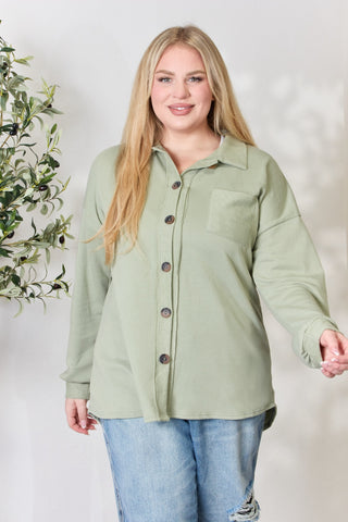 Shop Sage Heimish Full Size Button Down Long Sleeve Shirt - High-Quality U.S. Made Women’s Fashion with Free & Fast Shipping