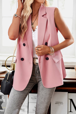 Shop Double-Breasted Sleeveless Blazer - High-Quality U.S. Made Women’s Fashion with Free & Fast Shipping