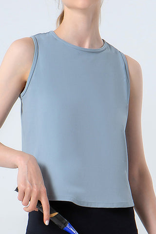 Shop Light Blue Round Neck Active Tank - High-Quality U.S. Made Women’s Fashion with Free & Fast Shipping