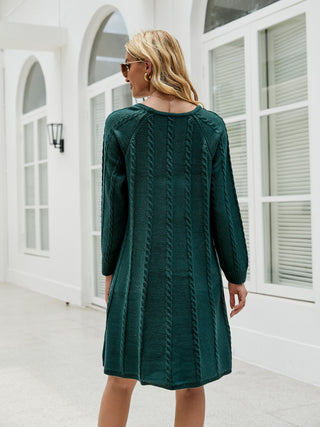 Shop Cable-Knit Long Sleeve Sweater Dress - High-Quality U.S. Made Women’s Fashion with Free & Fast Shipping