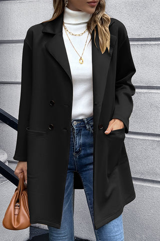 Shop Lapel Collar Long Sleeve Blazer - High-Quality U.S. Made Women’s Fashion with Free & Fast Shipping