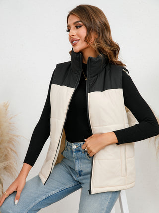 Shop Two-Tone Zip-Up Vest - High-Quality U.S. Made Women’s Fashion with Free & Fast Shipping