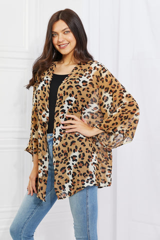 Shop Melody Wild Muse Full Size Animal Print Kimono in Camel - High-Quality U.S. Made Women’s Fashion with Free & Fast Shipping