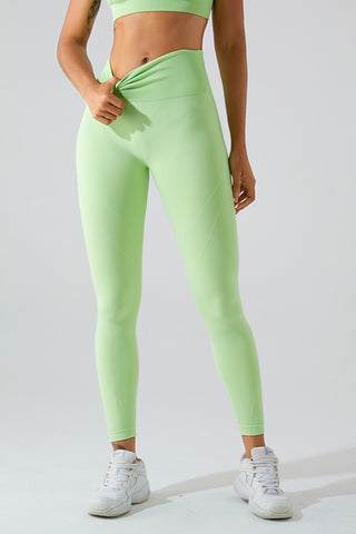 Shop Light Green High Waist Wide Waistband Active Leggings - High-Quality U.S. Made Women’s Fashion with Free & Fast Shipping