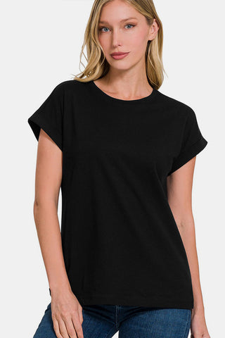 Shop Black Zenana Crew Neck Short Sleeve T-Shirt - High-Quality U.S. Made Women’s Fashion with Free & Fast Shipping