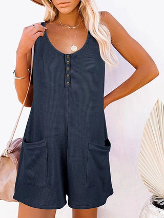 Shop Full Size Pocketed Scoop Neck Sleeveless Romper - High-Quality U.S. Made Women’s Fashion with Free Fast Shipping