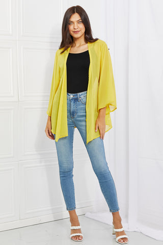 Shop Melody Just Breathe Full Size Chiffon Kimono in Yellow - High-Quality U.S. Made Women’s Fashion with Free & Fast Shipping