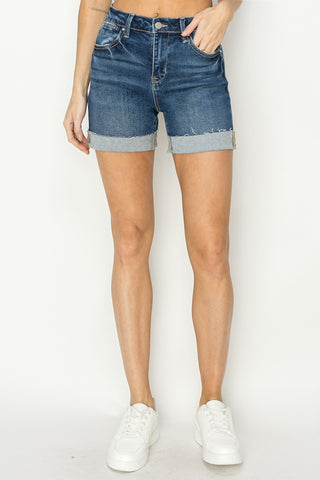 Shop RISEN High Rise Cuffed Denim Shorts - High-Quality U.S. Made Women’s Fashion with Free & Fast Shipping