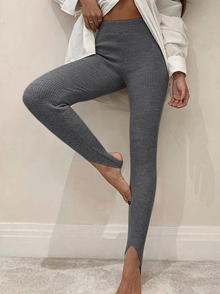 Shop Charcoal Ribbed Mid Waist Leggings - High-Quality U.S. Made Women’s Fashion with Free & Fast Shipping