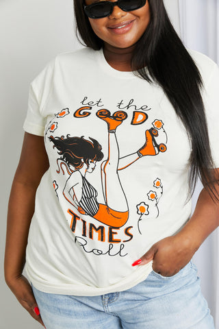 Shop mineB Full Size LET THE GOOD TIMES ROLL Graphic Tee - High-Quality U.S. Made Women’s Fashion with Free Fast Shipping