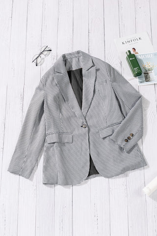 Shop Plaid Lapel Collar Button Cuff Blazer - High-Quality U.S. Made Women’s Fashion with Free & Fast Shipping