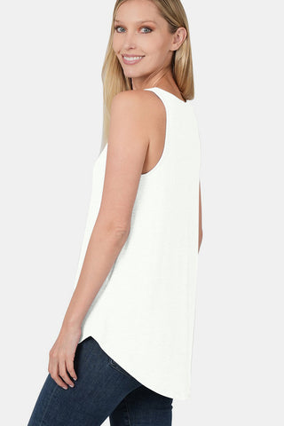 Shop Zenana Round Neck Curved Hem Tank - High-Quality U.S. Made Women’s Fashion with Free Fast Shipping