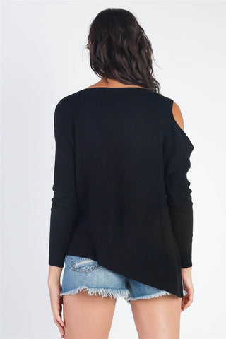 Shop UNIQ Cold Shoulder Long Sleeve Knit Top - High-Quality U.S. Made Women’s Fashion with Free & Fast Shipping