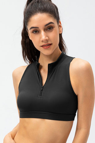 Shop Black Full Size Cropped Cutout Back Zipper Front Active Tank Top - High-Quality U.S. Made Women’s Fashion with Free & Fast Shipping