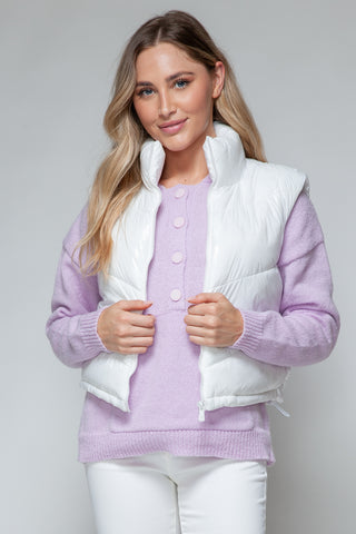 Shop Snobbish Zip Up Turtleneck Shiny Quilted Vest - High-Quality U.S. Made Women’s Fashion with Free & Fast Shipping