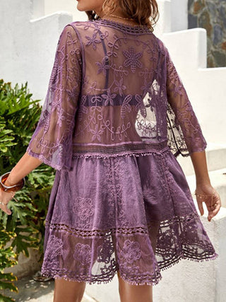 Shop Lace Detail Plunge Cover-Up Dress - High-Quality U.S. Made Women’s Fashion with Free & Fast Shipping