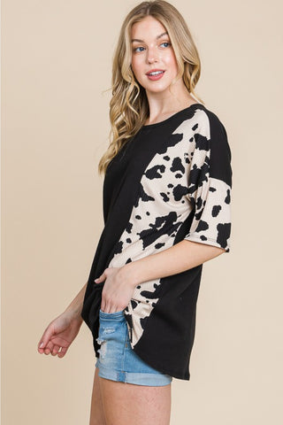 Shop BOMBOM Rodeo Love Ribbed Animal Contrast Tee - High-Quality U.S. Made Women’s Fashion with Free & Fast Shipping