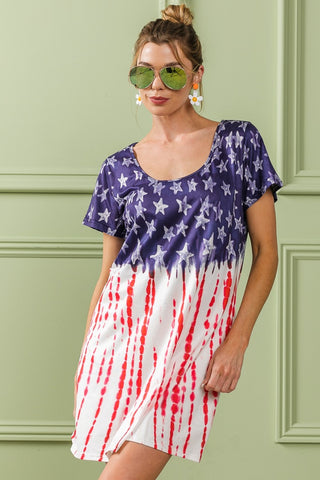 Shop BiBi American Flag Theme Tee Dress - High-Quality U.S. Made Women’s Fashion with Free & Fast Shipping