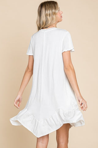 Shop Culture Code Full Size Short Sleeve Ruffled Asymmetric Hem Dress - High-Quality U.S. Made Women’s Fashion with Free & Fast Shipping