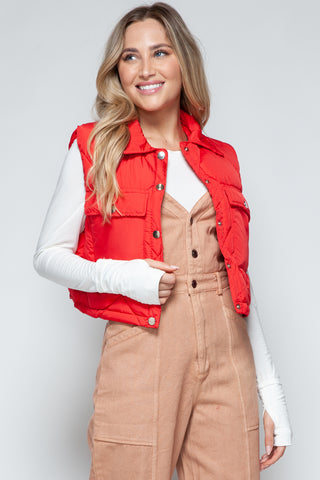 Shop Snobbish Snap Down Quilted Crop Vest - High-Quality U.S. Made Women’s Fashion with Free Fast Shipping