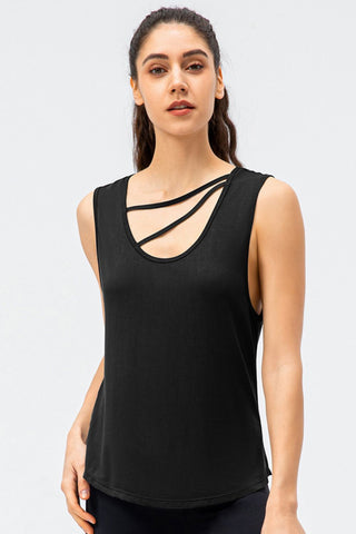 Shop Black Cutout Reversible Active Tank - High-Quality U.S. Made Women’s Fashion with Free & Fast Shipping