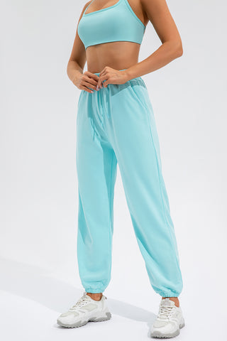 Shop Aqua Drawstring Active Pants with Pockets - High-Quality U.S. Made Women’s Fashion with Free & Fast Shipping