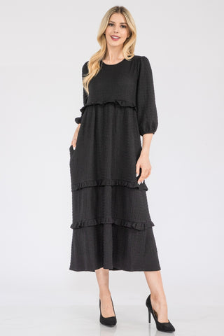 Shop Celeste Full Size Tiered-Ruffle Midi Dress - High-Quality U.S. Made Women’s Fashion with Free & Fast Shipping