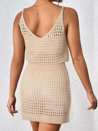 Shop Openwork V-Neck Sleeveless Cover Up Dress - High-Quality U.S. Made Women’s Fashion with Free & Fast Shipping