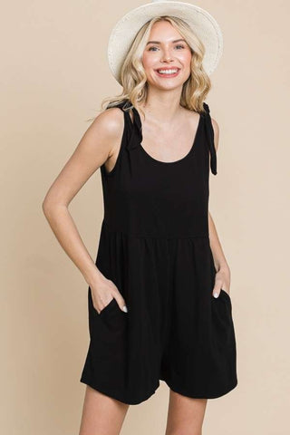 Shop Black Culture Code Full Size Shoulder Knot Baggy Romper - High-Quality U.S. Made Women’s Fashion with Free & Fast Shipping